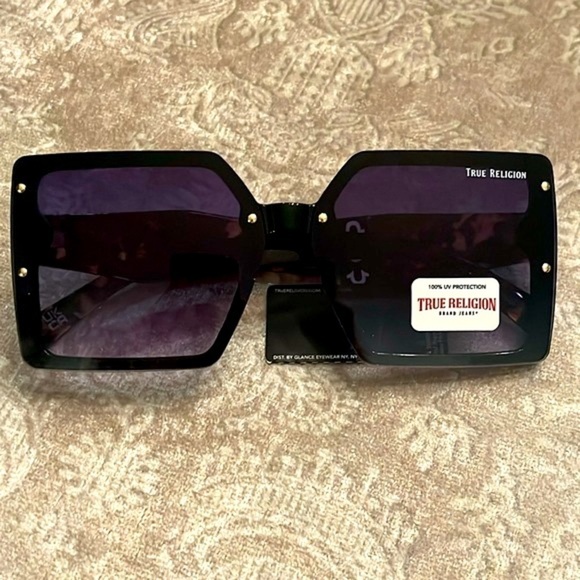 Brand New True Religion Oversized Square Sunglasses Tortoise Purple Lens - Picture 10 of 15